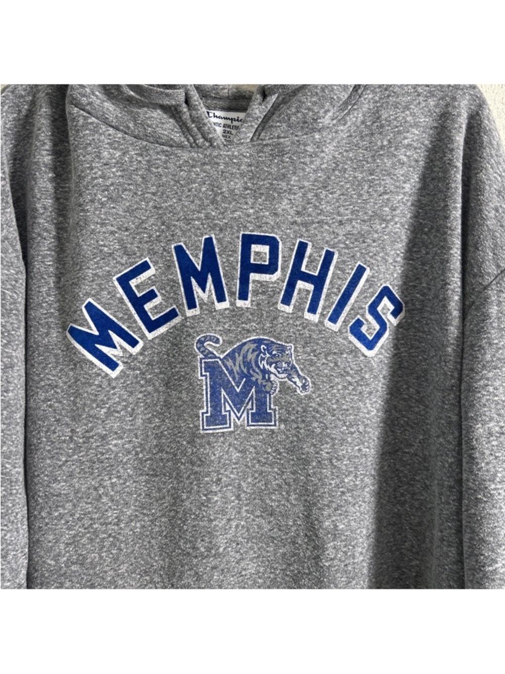 Champion Memphis Tigers Gray Hoodie Fleece Sweatshirt Men’s 2XL NCAA University - Picture 3 of 11